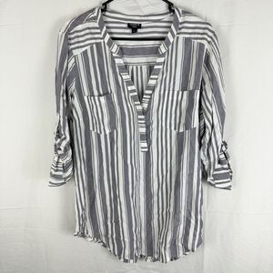 Torrid Harper Women's Stripe Pullover 3/4 Sleeve Blouse Sz 1X- Tiny Flaw